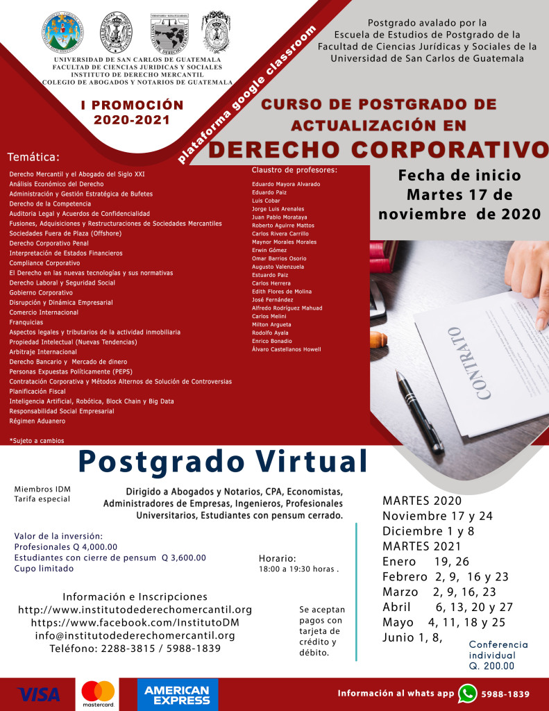 POSTGRADO EN DERECHO CORPORATIVO 2020-2021